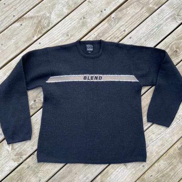 Vintage Blend of America Wool Crewneck Black Sweater size Large - Picture 1 of 10